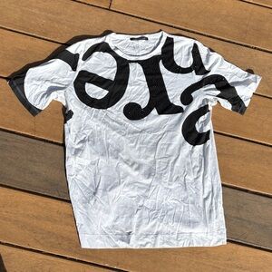 Luisa Cerano Stylish Black and White Short Sleeve Tee with Black Rhinestones